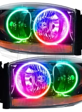Oracle Lighting Pre-Assembled Halo Headlights (Black Housing) ColorShift w/ No Controller SMD HL Dodge Ram 2006                                     - 7033-334 - Image 3