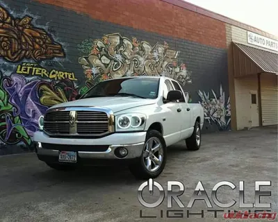 Oracle Lighting Pre-Assembled Halo Headlights (Black Housing) ColorShift w/ Simple Controller SMD HL Dodge Ram 2006 - 7033-504