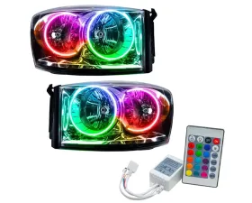 Oracle Lighting Pre-Assembled Halo Headlights ColorShift w/ Simple Controller SMD HL Dodge Ram 2007-2008