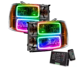 Oracle Lighting Pre-Assembled Halo Headlights (Square Ring Design) ColorShift w/ 2.0 Controller SMD HL GMC Sierra 2007-2013