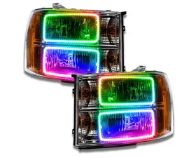 Oracle Lighting Pre-Assembled Halo Headlights (Square Ring Design) ColorShift w/ No Controller SMD HL GMC Sierra 2007-2013