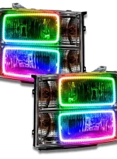 Oracle Lighting Pre-Assembled Halo Headlights (Square Ring Design) ColorShift w/ No Controller SMD HL GMC Sierra 2007-2013                                     - 7054-334 - Image 5