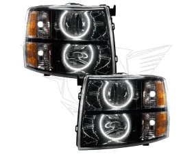 Oracle Lighting Pre-Assembled Halo Headlights (Round Style - Black) White Color SMD HL Chevrolet Silverado 2007-2013