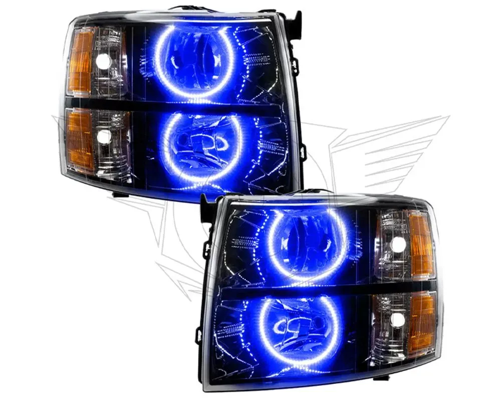 Oracle Lighting Pre-Assembled Halo Headlights (Round Style - Black) Blue Color SMD HL Chevrolet Silverado 2007-2013 - 7105-002