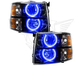 Oracle Lighting Pre-Assembled Halo Headlights (Round Style - Black) Blue Color SMD HL Chevrolet Silverado 2007-2013