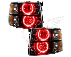 Oracle Lighting Pre-Assembled Halo Headlights (Round Style - Black) Red Color SMD HL Chevrolet Silverado 2007-2013