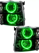 Oracle Lighting Pre-Assembled Halo Headlights (Round Style - Black) Green Color SMD HL Chevrolet Silverado 2007-2013                                     - 7105-004 - Image 5