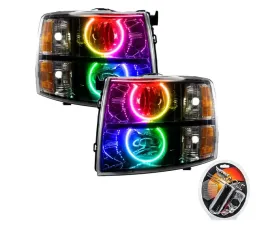 Oracle Lighting Pre-Assembled Halo Headlights (Round Style - Black) ColorSHIFT w/ RF Controller SMD HL Chevrolet Silverado 2007-2013