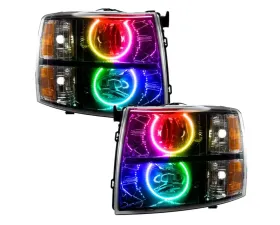 Oracle Lighting Pre-Assembled Halo Headlights (Round Style - Black) ColorSHIFT w/o Controller SMD HL Chevrolet Silverado 2007-2013