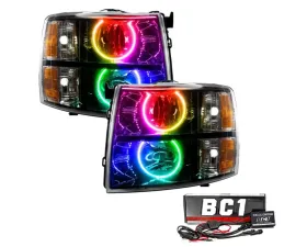 Oracle Lighting Pre-Assembled Halo Headlights (Round Style - Black) ColorSHIFT w/ BC1 Controller SMD HL Chevrolet Silverado 2007-2013