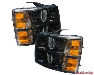 Oracle Lighting Pre-Assembled Halo Headlights (Round Style - Black) Red Color SMD HL Chevrolet Silverado 2007-2013 - 7105-003