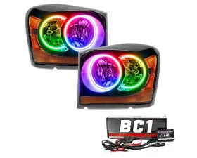 Oracle Lighting Pre-Assembled Halo Headlights (Black Housing) ColorSHIFT w/ BC1 Controller SMD HL Dodge Durango 2004-2006