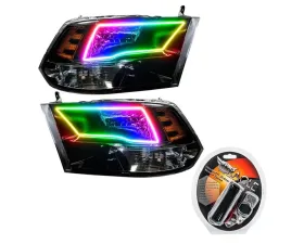 Oracle Lighting Pre-Assembled Headlights (Black Housing) ColorSHIFT w/ RF Controller SMD HL Ram 1500 Sport 2009-2017