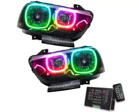 Oracle Lighting Pre-Assembled Halo Headlights (Non-HID - Black) ColorSHIFT w/ 2.0 Controller SMD HL Dodge Charger 2011-2014