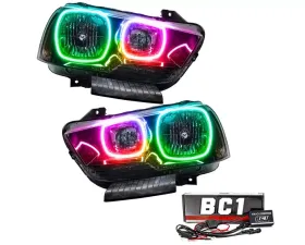 Oracle Lighting Pre-Assembled Halo Headlights (Non-HID - Black) ColorSHIFT w/ BC1 Controller SMD HL Dodge Charger 2011-2014