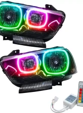 Oracle Lighting Pre-Assembled Halo Headlights (Non-HID - Black) ColorSHIFT w/ Simple Controller SMD HL Dodge Charger 2011-2014                                     - 7123-504 - Image 5