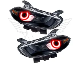 Oracle Lighting Pre-Assembled Headlights (HID Style - Black Housing) Red Color SMD HL Dodge Dart 2013-2016