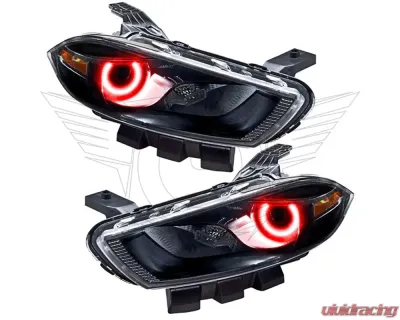 Oracle Lighting Pre-Assembled Headlights (HID Style - Black Housing) Red Color SMD HL Dodge Dart 2013-2016 - 7142-003