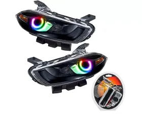 Oracle Lighting Pre-Assembled Headlights (HID Style - Black Housing) ColorSHIFT w/ RF Controller SMD HL Dodge Dart 2013-2016