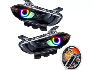 Oracle Lighting Pre-Assembled Headlights (HID Style - Black Housing) ColorSHIFT w/ RF Controller SMD HL Dodge Dart 2013-2016 - 7142-330 - Image 5