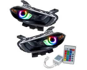 Oracle Lighting Pre-Assembled Headlights (HID Style - Black Housing) ColorSHIFT w/ Simple Controller SMD HL Dodge Dart 2013-2016