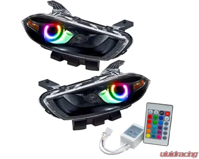 Oracle Lighting Pre-Assembled Headlights (HID Style - Black Housing) ColorSHIFT w/ Simple Controller SMD HL Dodge Dart 2013-2016 - 7142-504