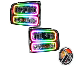 Oracle Lighting Pre-Assembled Halo Headlights (Chrome Housing) ColorSHIFT w/ RF Controller SMD HL Ford Excursion 2005