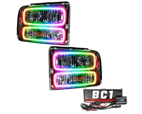 Oracle Lighting Pre-Assembled Halo Headlights (Chrome Housing) ColorSHIFT w/ BC1 Controller SMD HL Ford Excursion 2005