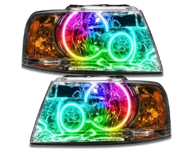 Oracle Lighting Pre-Assembled LED Halo Headlights (Chrome Housing) ColorSHIFT w/ BC1 Controller SMD HL Ford Expedition 2003-2006