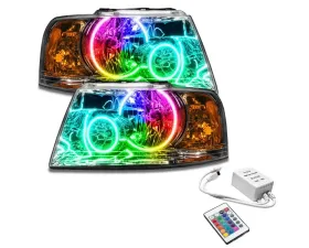 Oracle Lighting Pre-Assembled LED Halo Headlights (Chrome Housing) ColorSHIFT w/ Simple Controller SMD HL Ford Expedition 2003-2006