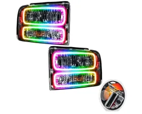 Oracle Lighting Pre-Assembled Halo Headlights (Chrome Housing) ColorSHIFT w/ RF Controller SMD HL Ford F-250/350 2005-2007