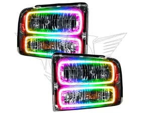 Oracle Lighting Pre-Assembled Halo Headlights (Chrome Housing) ColorSHIFT w/o Controller SMD HL Ford F-250/350 2005-2007