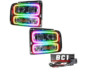 Oracle Lighting Pre-Assembled Halo Headlights (Chrome Housing) ColorSHIFT w/ BC1 Controller SMD HL Ford F-250 | F-350 2005-2007