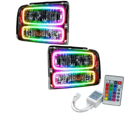 Oracle Lighting Pre-Assembled Halo Headlights (Chrome Housing) ColorSHIFT w/ Simple Controller SMD HL Ford F-250/350 2005-2007