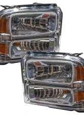 Oracle Lighting Pre-Assembled Halo Headlights (Chrome Housing) ColorSHIFT w/o Controller SMD HL Ford F-250/350 2005-2007                                     - 7160-334 - Image 3