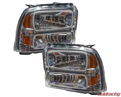 Oracle Lighting Pre-Assembled Halo Headlights (Chrome Housing) ColorSHIFT w/o Controller SMD HL Ford F-250/350 2005-2007 - 7160-334