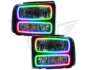 Oracle Lighting Pre-Assembled Halo Headlights (Black Housing) ColorSHIFT w/o Controller SMD HL Ford F-250 | 350 2005-2007