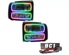 Oracle Lighting Pre-Assembled Halo Headlights (Black Housing) ColorSHIFT w/ BC1 Controller SMD HL Ford F-250 | F-350 2005-2007