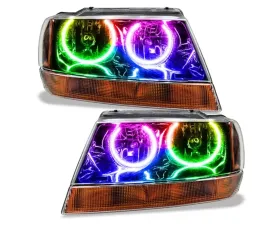 Oracle Lighting Pre-Assembled Halo Headlights (Black Housing) ColorSHIFT w/o Controller SMD HL Jeep Grand Cherokee 1999-2004