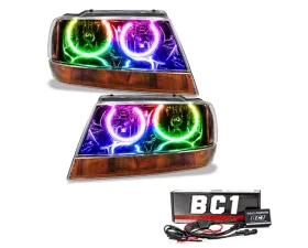 Oracle Lighting Pre-Assembled Halo Headlights (Black Housing) ColorSHIFT w/ BC1 Controller SMD HL Jeep Grand Cherokee 1999-2004