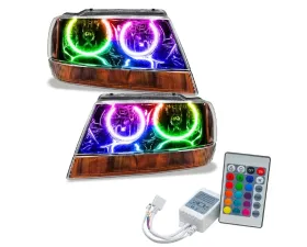 Oracle Lighting Pre-Assembled Halo Headlights (Black Housing) ColorSHIFT w/ Simple Controller SMD HL Jeep Grand Cherokee 1999-2004