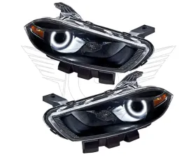 Oracle Lighting Pre-Assembled Halo Headlights (Halogen Style - Black) White Color SMD HL Dodge Dart 2013-2016
