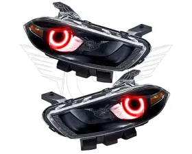 Oracle Lighting Pre-Assembled Halo Headlights (Halogen Style - Black) Red Color SMD HL Dodge Dart 2013-2016