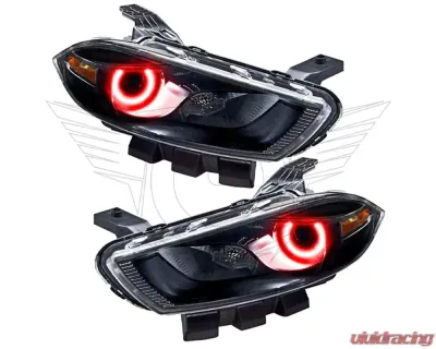 Oracle Lighting Pre-Assembled Halo Headlights (Halogen Style - Black) Red Color SMD HL Dodge Dart 2013-2016 - 7169-003
