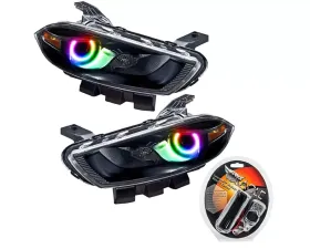 Oracle Lighting Pre-Assembled Halo Headlights (Halogen Style - Black) ColorSHIFT w/ RF Controller SMD HL Dodge Dart 2013-2016
