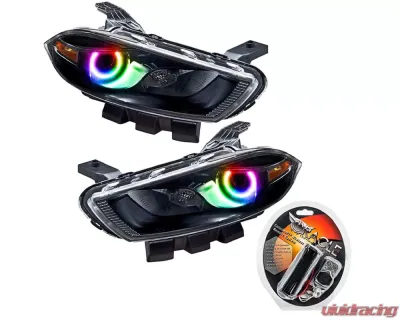 Oracle Lighting Pre-Assembled Halo Headlights (Halogen Style - Black) ColorSHIFT w/ RF Controller SMD HL Dodge Dart 2013-2016 - 7169-330
