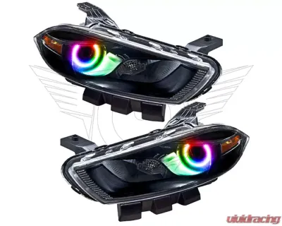 Oracle Lighting Pre-Assembled Halo Headlights (Halogen Style - Black) ColorSHIFT w/o Controller SMD HL Dodge Dart 2013-2016 - 7169-334