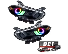 Oracle Lighting Pre-Assembled Halo Headlights (Halogen Style - Black) ColorSHIFT w/ BC1 Controller SMD HL Dodge Dart 2013-2016