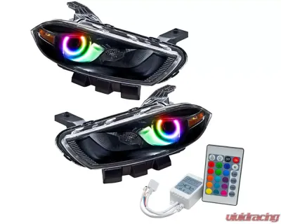 Oracle Lighting Pre-Assembled Halo Headlights (Halogen Style - Black) ColorSHIFT w/ Simple Controller SMD HL Dodge Dart 2013-2016 - 7169-504