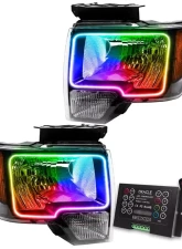 Oracle Lighting Pre-Assembled LED Halo Headlights (Non-HID Chrome Housing) ColorSHIFT w/ 2.0 Controller Ford F-150 2009-2014                                     - 7187-333 - Image 5